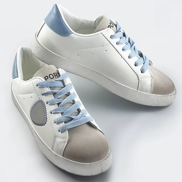 Damskie trampki z łączonych materiałów biało-niebieskie (1088)