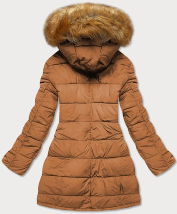 Dwustronna kurtka damska zimowa czarna-karmel (m-210a5)