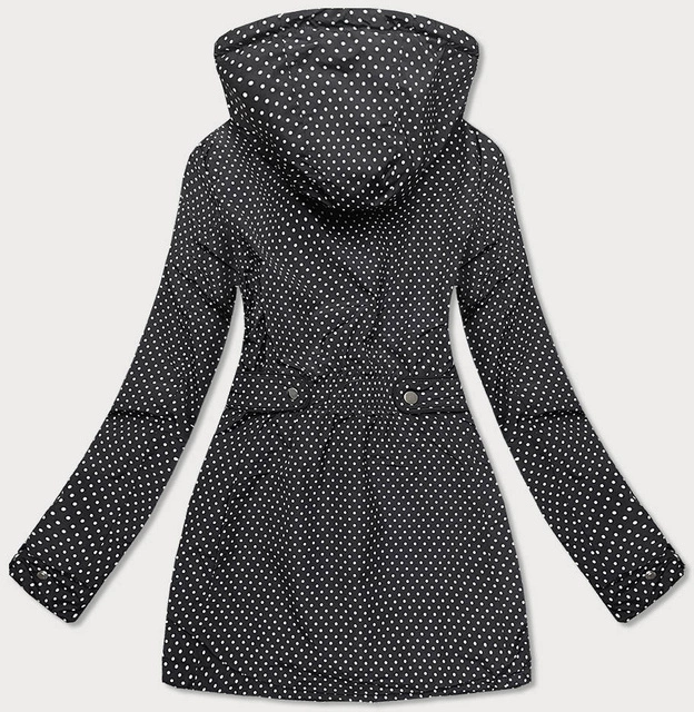 Dwustronna kurtka damska w kropki czarno-karmelowa (m-111)