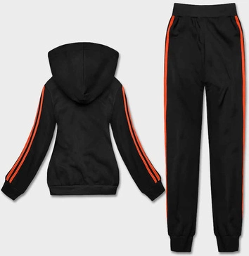 Dres damski z lampasami czarny-pomarańczowy (KK0057)