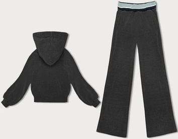 Prążkowany komplet damski grafitowy (AMG-341A)