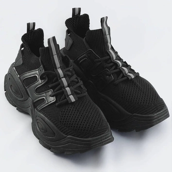 Tekstylne sneakersy damskie czarne (ra16)