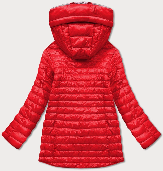 Dwustronna kurtka damska kwiaty czerwona (pc-6105-16)