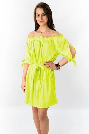 SUKIENKA HISZPANKA Z PASKIEM NEONOWA ŻÓŁTA (279ART)