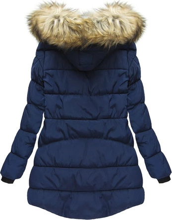 PIKOWANA KURTKA Z KAPTUREM GRANATOWA (W802)