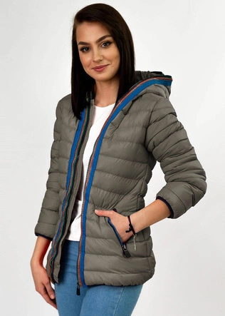 KRÓTKA KURTKA DAMSKA ZIMOWA PIKOWANA KAKAOWA (CX580W)