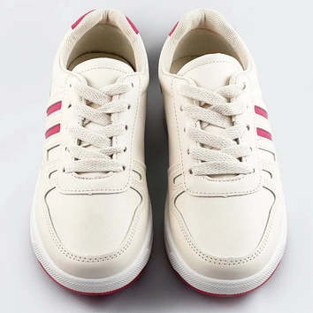 Sportowe buty damskie ecru-róż (ad-587)