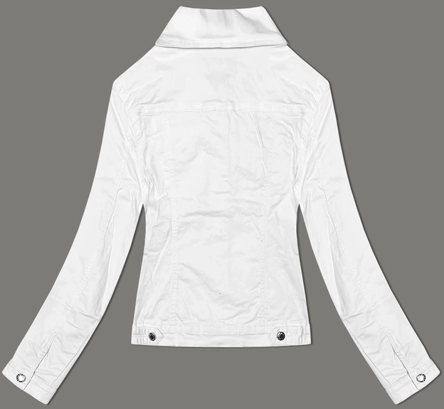 Jeansowa kurtka damska na guziki biała (W023)