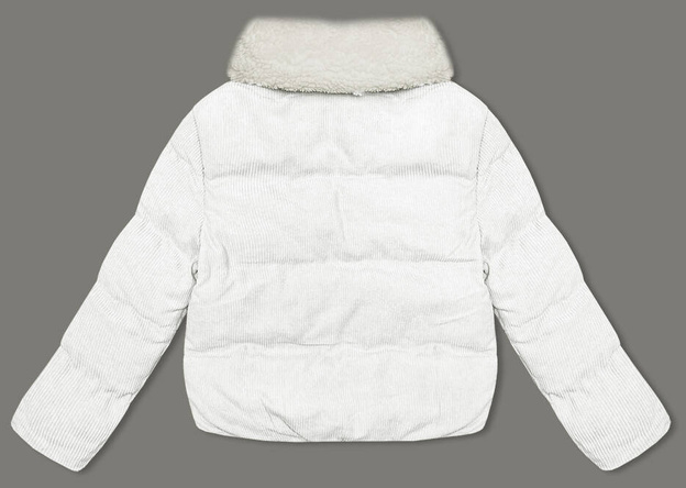 Sztruksowa kurtka damska z wysoką stójką J Style biała (5M3230-281)
