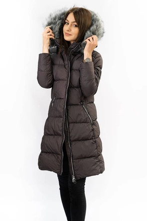 Damska zimowa pikowana kurtka oberżynowa (7701)