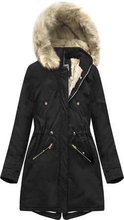 DAMSKA PARKA ZIMOWA NA MISIU CZARNA (B2623)