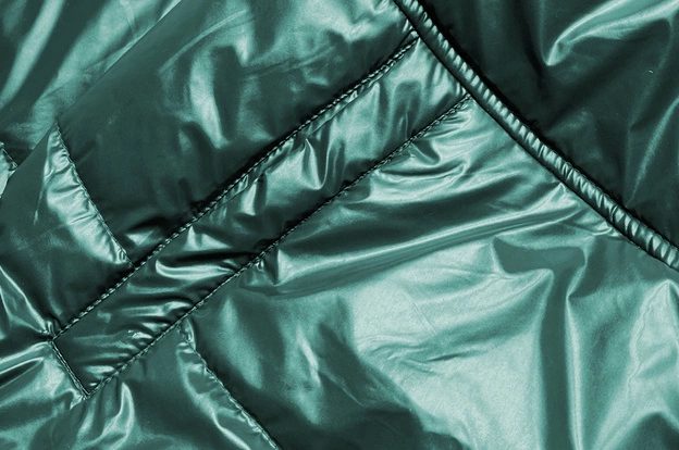 Krótka dwustronna kurtka damska zielony/beż (bh-2204big)