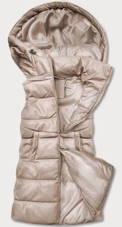 CIEPŁA KAMIZELKA DAMSKA Z EKOSKÓRY BEŻOWA (D-3231-62)