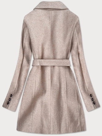 Klasyczny damski płaszcz z domieszką wełny beżowy (2715)