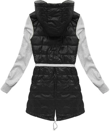 KURTKA Z DRESOWYMI RĘKAWAMI CZARNA (1683)