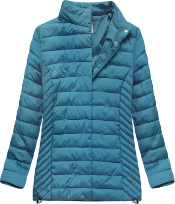 PIKOWANA KURTKA Z KAPTUREM NIEBIESKA (W260BIG)