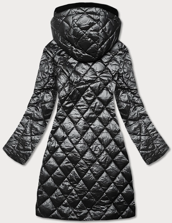 Damska kurtka pikowana z futrzanym kołnierzem czarna (j9-068)