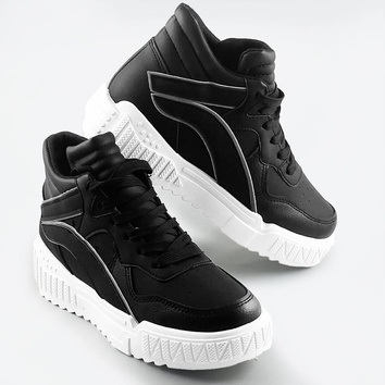 Damskie wyższe buty sportowe czarne (sg-139)