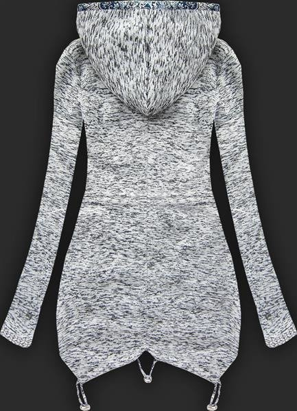 GRUBA BLUZA Z KAPTUREM JASNOSZARA (LX9910)