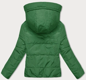 Dwustronna krótka kurtka z kapturem czarno-zielona (B8181-1082)