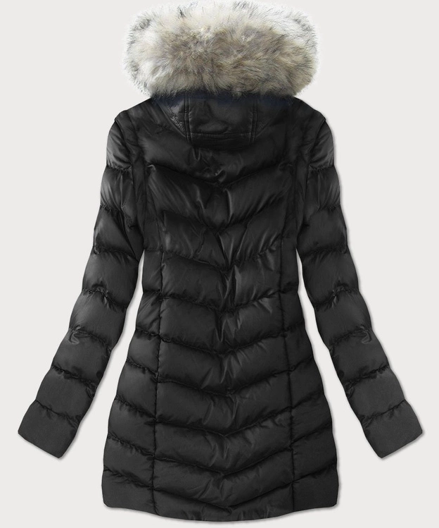 Zimowa kurtka damska z odpinanymi rękawami czarna (w761)