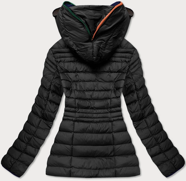 KURTKA DAMSKA ZIMOWA Z GOGLAMI CZARNO-POMARAŃCZOWA (CX582W)