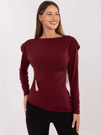 Elegancka bluzka na poduszkach bordowa (21898)