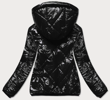 Pikowana kurtka z kapturem czarna (br9776)