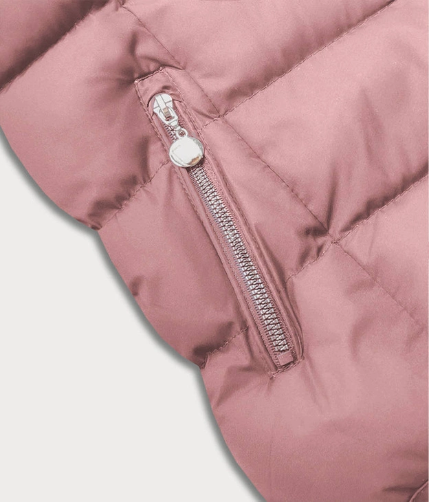 Puchowy bezrękawnik damski różowy (5M719-46)