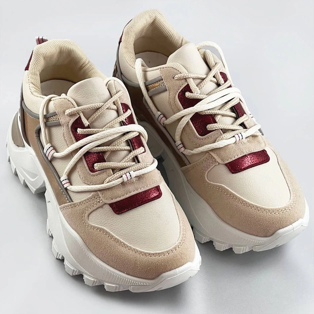 Buty sportowe damskie z motywem zwierzęcym beżowe (viv1038)