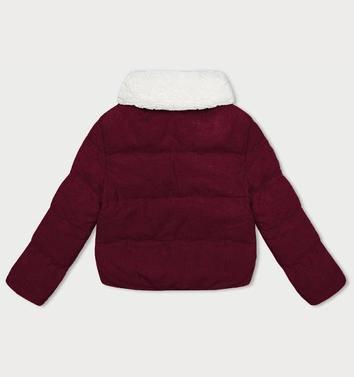 Sztruksowa kurtka damska z wysoką stójką J Style bordowa (5M3230-1)