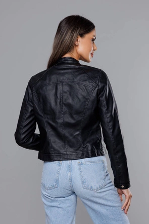 Krótka ramoneska ze stójką czarna (11Z8032)