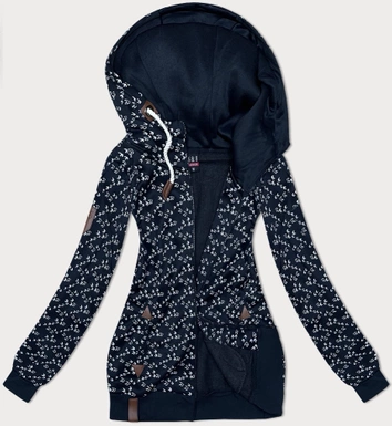 Sportowa bluza z kapturem w jaskółki granatowa (2309)
