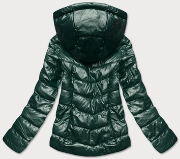 Błyszcząca kurtka z wzorzystymi wstawkami zielona (w718)