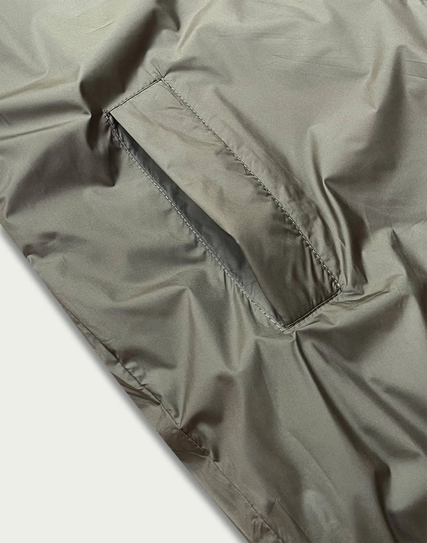 DŁUGA KAMIZELKA DAMSKA DWUSTRONNA CZARNA-KHAKI (B8022-1)