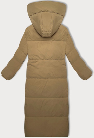 Długa kurtka płaszcz o prostym kroju camel (WD202229)