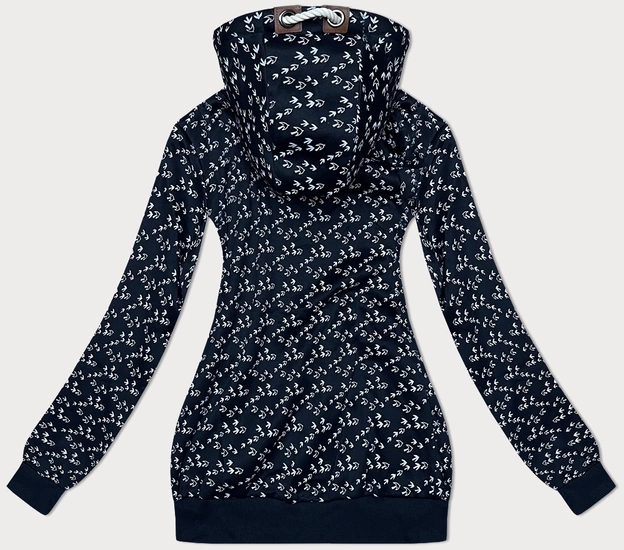 Sportowa bluza z kapturem w jaskółki granatowa (2309)