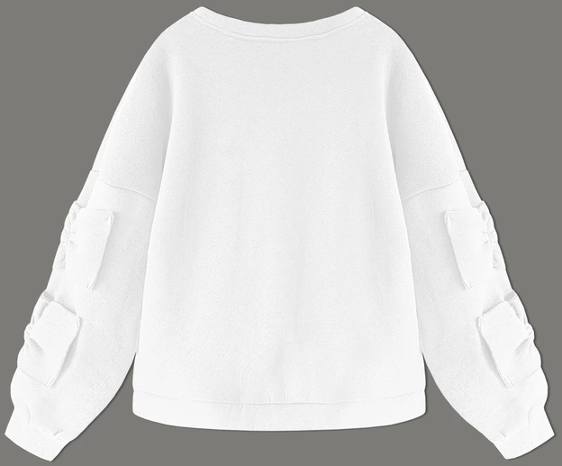 Ciepła bluza damska z kokardkami biała (23999)