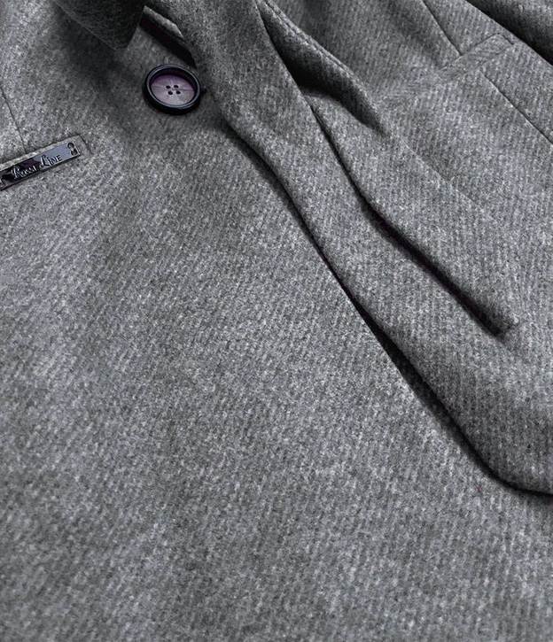 KLASYCZNY DAMSKI PŁASZCZ Z DOMIESZKĄ WEŁNY SZARY (2715)