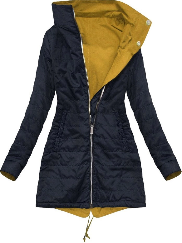 DWUSTRONNA PARKA Z KAPTUREM ŻÓŁTO-GRANATOWA (W303)