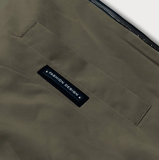 Kurtka damska z ozdobną lamówką khaki (b8150-11)