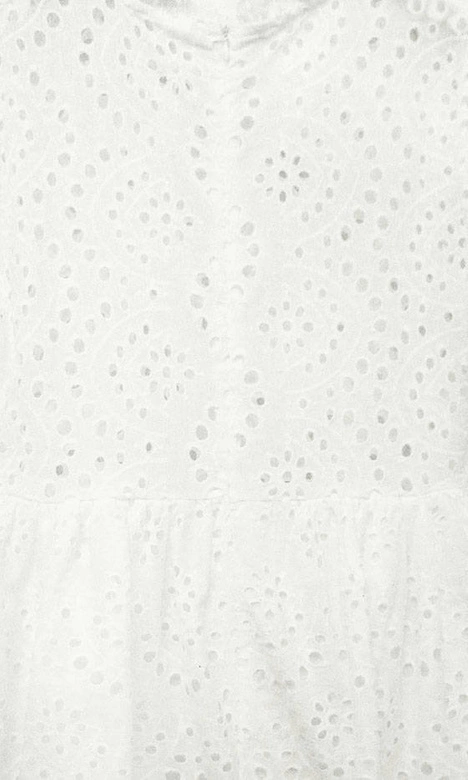 AŻUROWA SUKIENKA ZE STÓJKĄ ECRU (590ART)