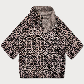 Dwustronna kurtka damska plus size z rękawem 3/4 Goodlookin kakao/panterka (M6-6308-358)