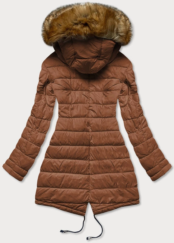 Dwustronna kurtka damska zimowa czarna-karmel (m-21508)