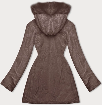 Dwustronna kurtka damska pikowana - futro coffee (H-897-89)
