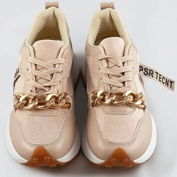 BUTY SPORTOWE Z ŁAŃCUCHEM BEŻOWE (N-206)