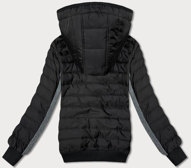 Damska kurtka z łączonych materiałów czarny-grafit (8M916-392)