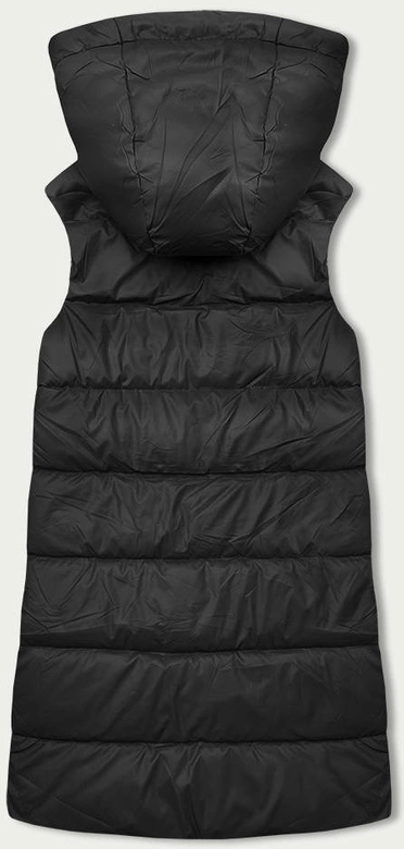 Bezrękawnik damski z kapturem czarny (B8212-1)