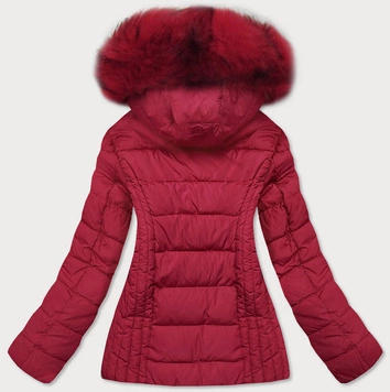 CIENKA KURTKA ZIMOWA DAMSKA Z KAPTUREM CZERWONA (8943-B)