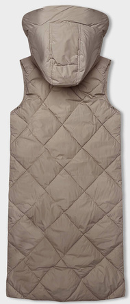 Długa kamizelka damska oversize ciemny beż (5M3165-84)